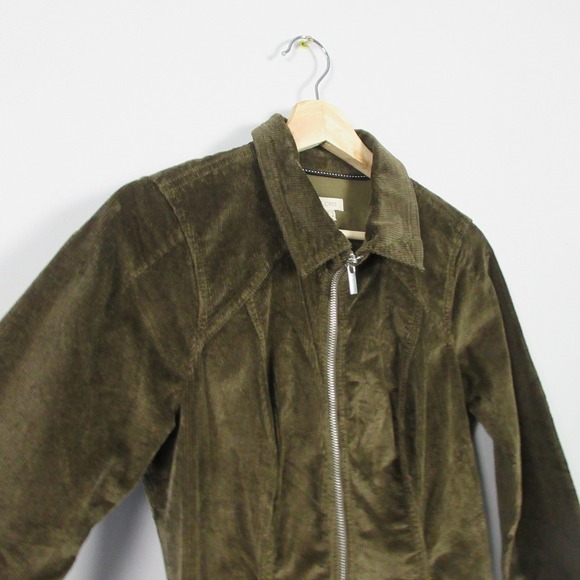 Anthropologie Pilcro Corduroy Dress 6 Green Cotton Zip-up Casual Career Boho 538 - Picture 7 of 13